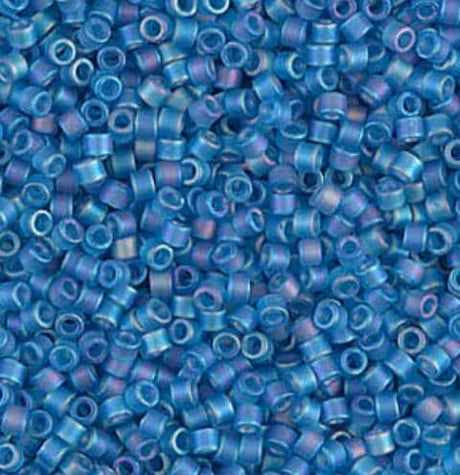 DB0862 11/0 Matte Transparent Capri Blue AB Miyuki Delica