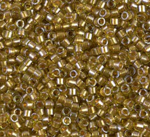 DB0909 11/0 Sparkling Honey Beige Lined Chartreuse Miyuki Delica