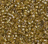 DB0909 11/0 Sparkling Honey Beige Lined Chartreuse Miyuki Delica