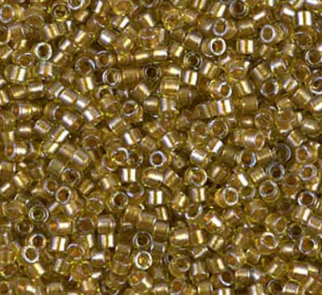 DB0909 11/0 Sparkling Honey Beige Lined Chartreuse Miyuki Delica