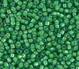 DB1787 11/0 White Lined Green AB Miyuki Delica