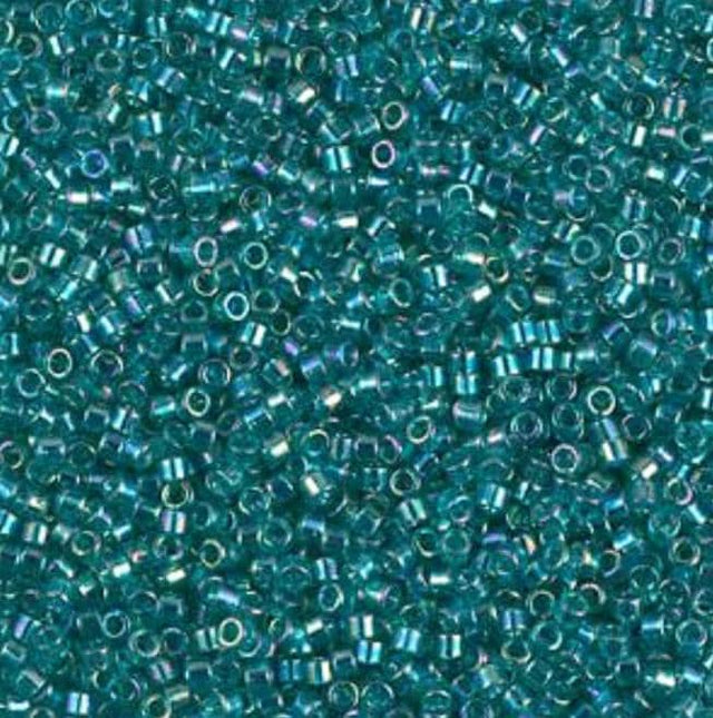 DB1248 11/0 Transparent Caribbean Teal AB Miyuki Delica