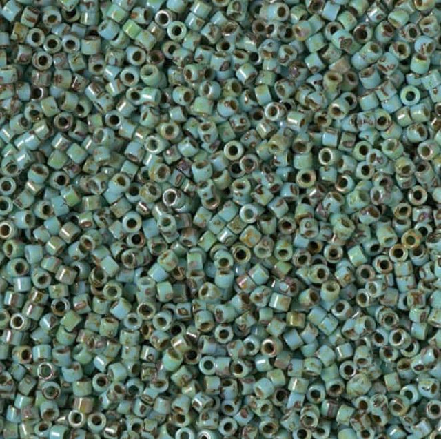 DB2264 11/0 Opaque Turquoise Blue Picasso Miyuki Delica