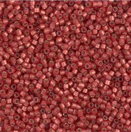 DB2173 11/0 Duracoat Semi Frosted Silver Lined Dyed Light Watermelon Miyuki Delica 