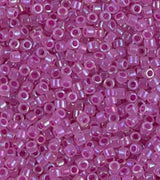 DB1744 11/0 Fuchsia Lined Opal AB Miyuki Delica