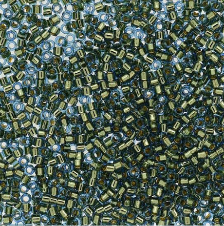 DB2523 11/0 Light Blue Special Plating / 24K Gold Lined Miyuki Delica