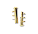 3 Strand VERTICAL LOOP Slide Clasp, Nickel-Free Gold Plated CLSP419GP, Qty 1