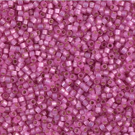 DB2174 11/0 Duracoat Semi-Frosted Silver Lined Dyed Pink Parfait Miyuki Delica 