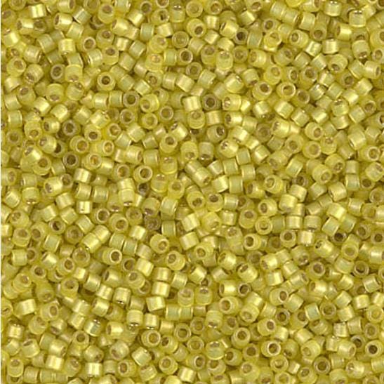 DB2187 11/0 Duracoat Semi Frosted Silver Lined Dyed Citron Miyuki Delica