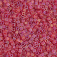 1.8mm Miyuki Cube Matte Transparent Red Orange AB, 10 Grams