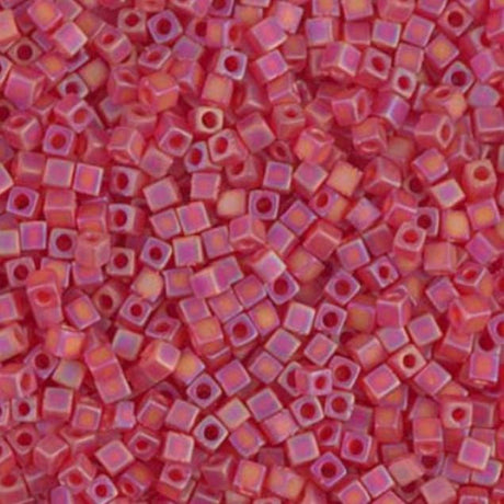 1.8mm Miyuki Cube Matte Transparent Red Orange AB, 10 Grams