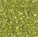 1.8mm Miyuki Cube Silver Lined Chartreuse SB18-14, 8 Grams