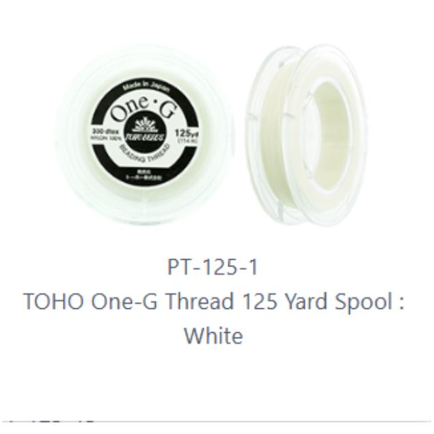 One-G Toho Nylon Beading Thread White-50 Yards 125 Yards 250 Yards
