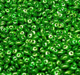 Superduo Metalust Apple Green, Czech Glass 2-hole bead 2.5mm x 5mm, 10 grams