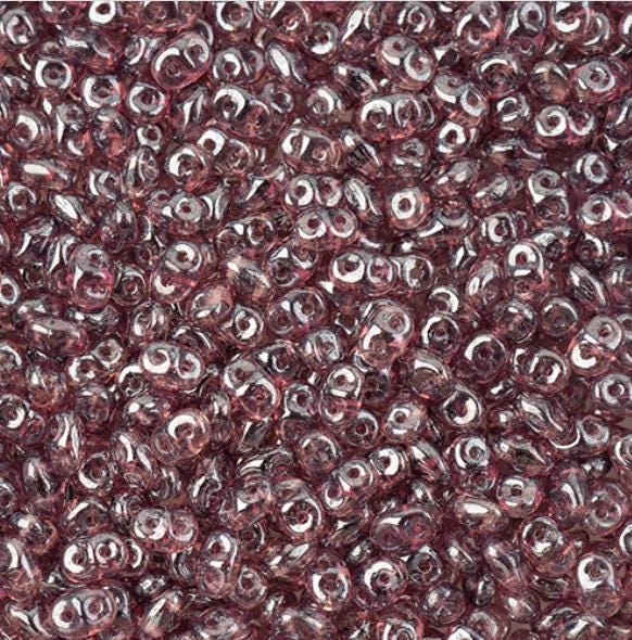 SuperDuo Amethyst Luster, Czech Glass 2-hole bead 2.5mm x 5mm-20060-14400, 10 grams
