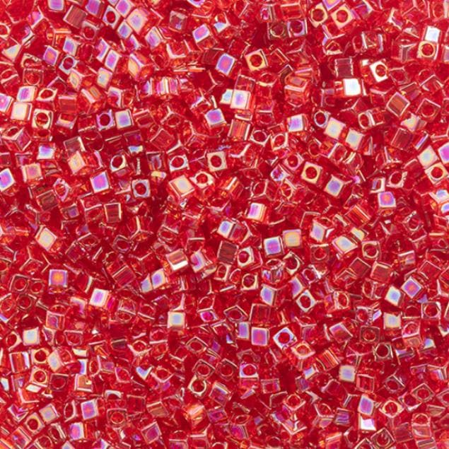 1.8mm Miyuki Cube Matte Transparent Ruby AB SB18-298