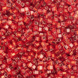 1.8mm Miyuki Cube Silver Lined Flame Reds SB18-10, 8 Grams