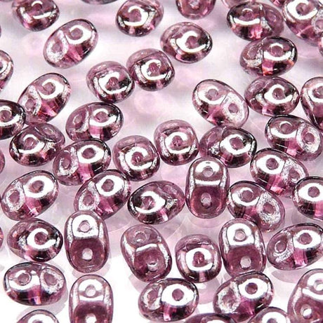 SuperDuo Amethyst Luster, Czech Glass 2-hole bead 2.5mm x 5mm-20060-14400, 10 grams