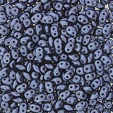 SuperDuo Pastel Montana Blue, Czech Glass 2-hole bead 2.5x5mm-25042, 10 grams
