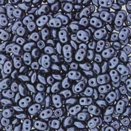 SuperDuo Pastel Montana Blue, Czech Glass 2-hole bead 2.5x5mm-25042, 10 grams