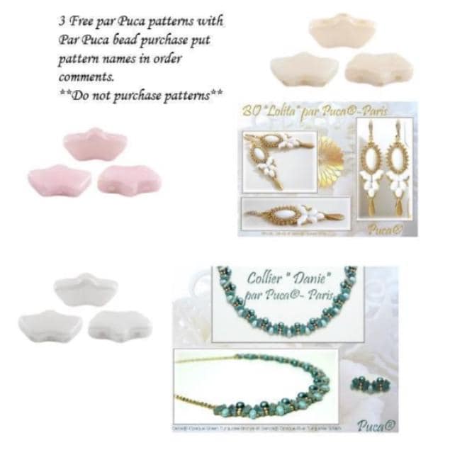 Delos Opaque Ceramic 3 Colors Par Puca ®-Paris® 3 Hole 6x11mm-25 Beads**See pattern section, Free patterns if not added to cart