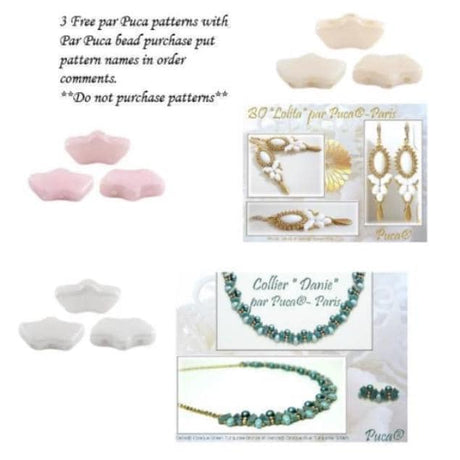 Delos Opaque Ceramic 3 Colors Par Puca ®-Paris® 3 Hole 6x11mm-25 Beads**See pattern section, Free patterns if not added to cart