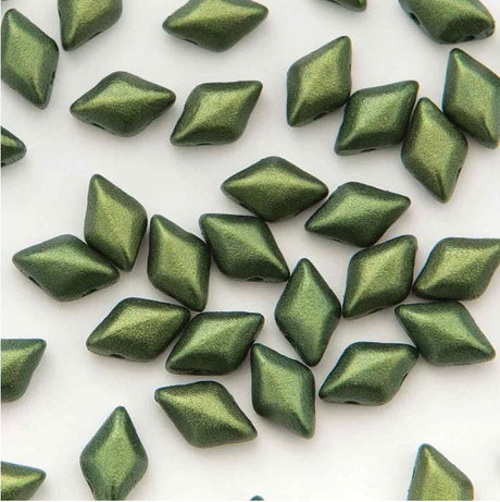 GemDuo Gold Shine Dark Olive, 2-Hole Czech Glass 8x5mm, 02010-24103-50 beads