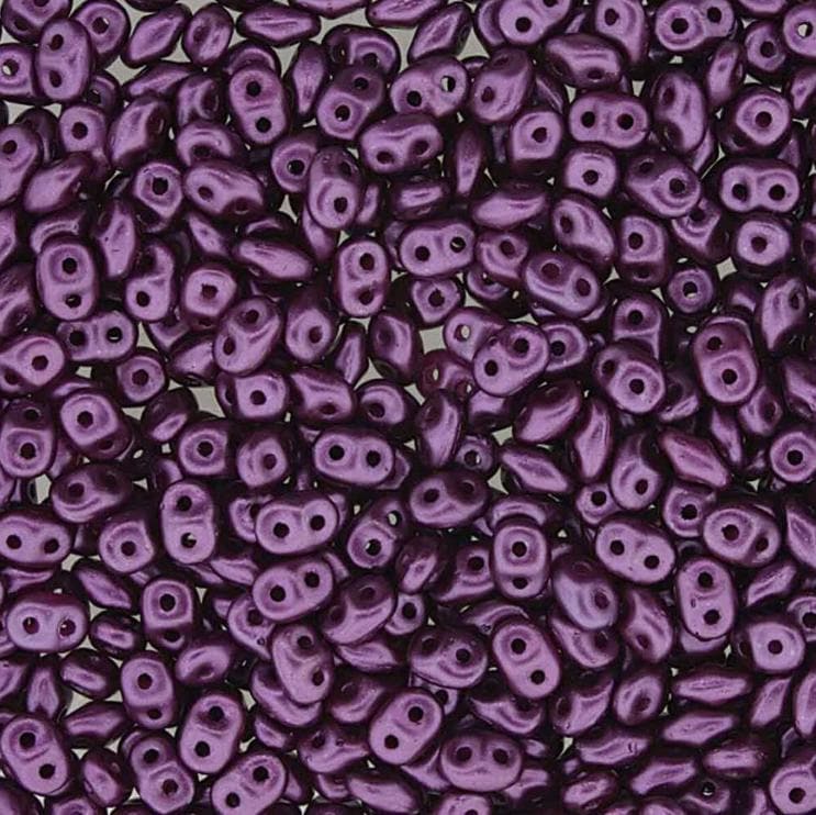 SuperDuo Pastel Bordeaux, Czech Glass 2-hole bead 2.5mm x 5mm-25032