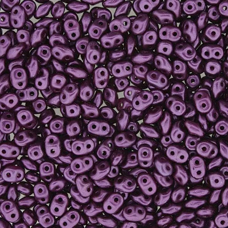 SuperDuo Pastel Bordeaux, Czech Glass 2-hole bead 2.5mm x 5mm-25032