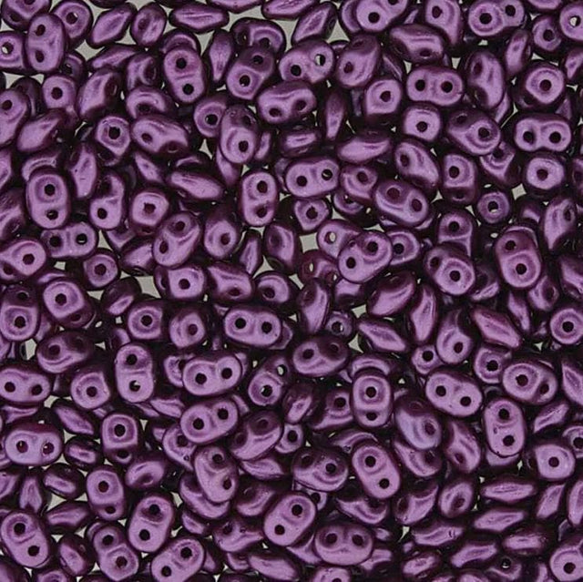 SuperDuo Pastel Bordeaux, Czech Glass 2-hole bead 2.5mm x 5mm-25032