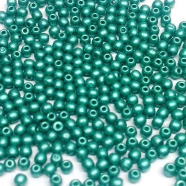 2MM Round Metallic Emerald, Czech Glass Bead, 29455 qty 100 beads