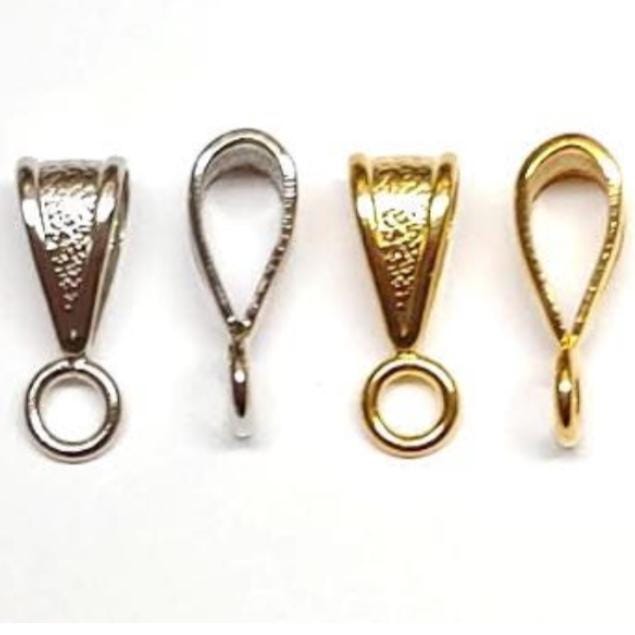 Bail with Ring, Gold Plated or Nickle Plated, 5.5x14mm