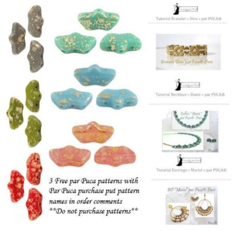 Delos Splash 6 Colors Par Puca® 3 Hole 6x11mm-25 Beads**See pattern section, Free patterns if not added to cart