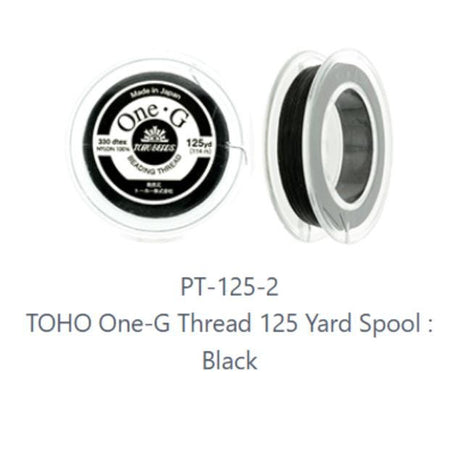 One-G Toho Nylon Beading Thread Black-50 Yards, 125 Yards, 250 Yards