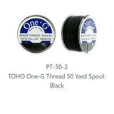 One-G Toho Nylon Beading Thread Black-50 Yards, 125 Yards, 250 Yards