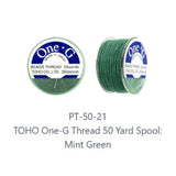 One-G Toho Mint Green Nylon Beading Thread 50, 125 or 250 Yards