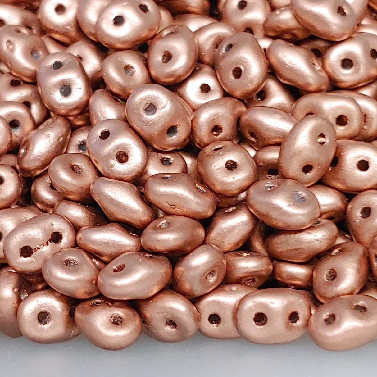 SuperDuo Crystal Bronze Copper, 2 hole bead 2.5x5mm Czech Glass Beads, 10 grams