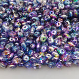 SuperDuo Crystal Magic Blue-Pink, Czech Glass 2-hole bead, 2.5x5mm, 10 grams