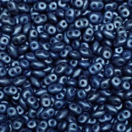 SuperDuo Metallic Suede Blue, Czech Glass 2-hole bead 2.5x5mm-79031, 10 grams