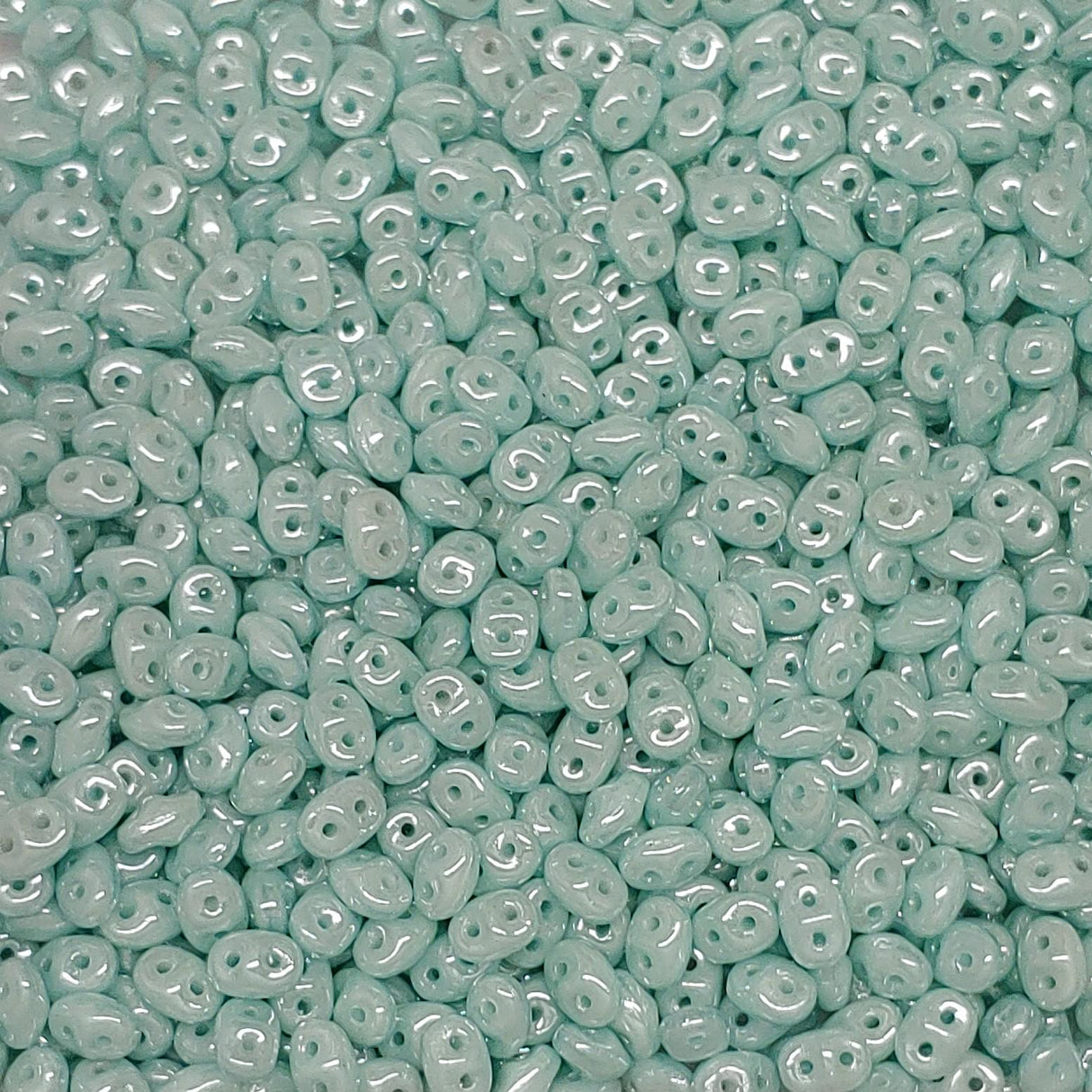 SuperDuo Luster Seafoam, Czech Glass 2-hole bead, 2.5x5mm, 10 grams