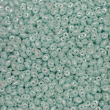 SuperDuo Luster Seafoam, Czech Glass 2-hole bead, 2.5x5mm, 10 grams