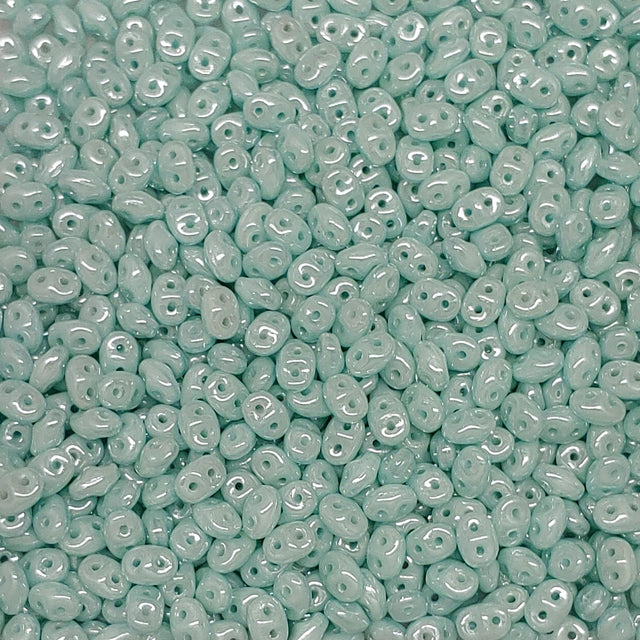 SuperDuo Luster Seafoam, Czech Glass 2-hole bead, 2.5x5mm, 10 grams