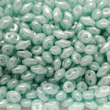 SuperDuo Luster Seafoam, Czech Glass 2-hole bead, 2.5x5mm, 10 grams