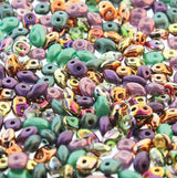 SuperDuo Mardi Gras Mix, 2.5x5mm Czech glass, DU05MIX169, 10 grams