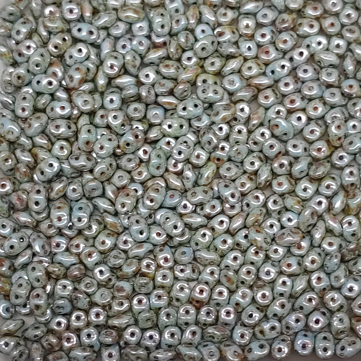 Superduo Chalk Lazure Blue,  Czech Glass 2-hole bead 2.5x5mm, 03000-65431