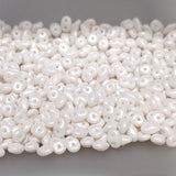 SuperDuo Pearl Shine White, 2-Hole 2.5x5mm Czech Glass-24001, 10 grams