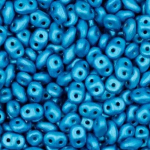 SuperDuo AluColour Sky Blue, 2-hole 2.5x5mm Czech Glass, 00030-33407-10 grams