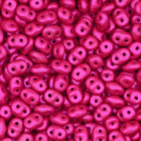SuperDuo AluColour Hot Pink, 2-hole 2.5x5mm Czech Glass, 00030-33402-10 grams