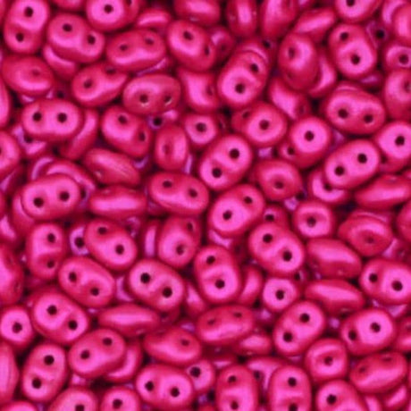 SuperDuo AluColour Hot Pink, 2-hole 2.5x5mm Czech Glass, 00030-33402-10 grams