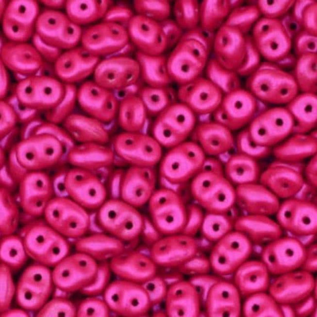 SuperDuo AluColour Hot Pink, 2-hole 2.5x5mm Czech Glass, 00030-33402-10 grams